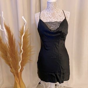 ZARA black satin camisole dress with lace detail y2k size XS